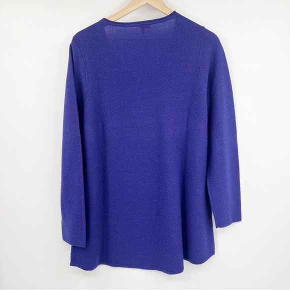 Eileen Fisher Merino Wool Purple V-Neck Lightweight Tunic Sweater XL - Picture 5 of 5